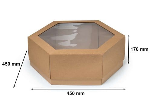 Pudełko kartonowe karbowane z oknem 450x450x170 mm brązowe wieczkowe