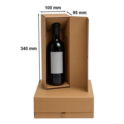 Pudełko ozdobne na 1 butelkę wina KRAFT z magnesem 340x100x95 mm