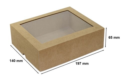 Pudełko karbowane wieczkowe wykrojnikowe 197x140x65mm z oknem
