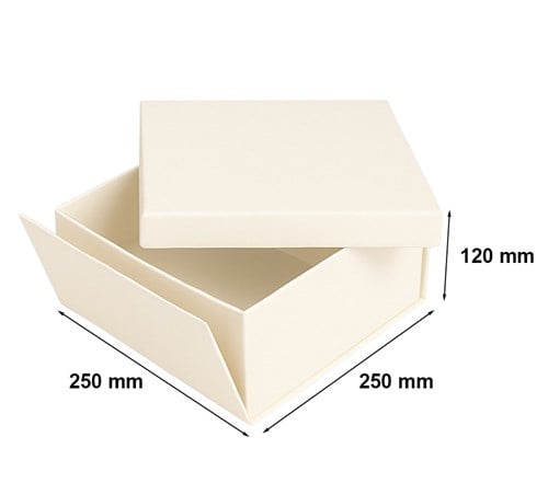 Składane pudełko prezentowe z wieczkiem 250x250x120 mm, ivory
