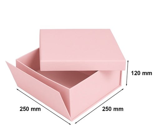 Składane pudełko z wieczkiem 250x250x120 mm różowe matowe opakowanie