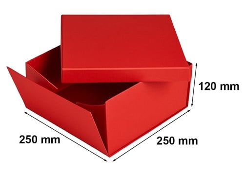 Składane pudełko prezentowe z wieczkiem 250x250x120 mm czerwone mat