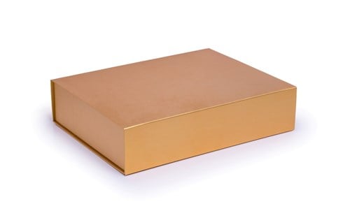 Złote pudełko magnetyczne 430x330x100 mm A3 z teksturą na prezent
