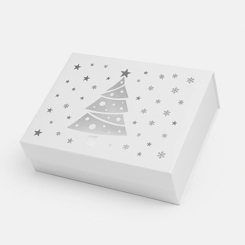 Pudełko Magnetyczne Świąteczne Białe 330x255x115mm (zew) A4 Na Prezent