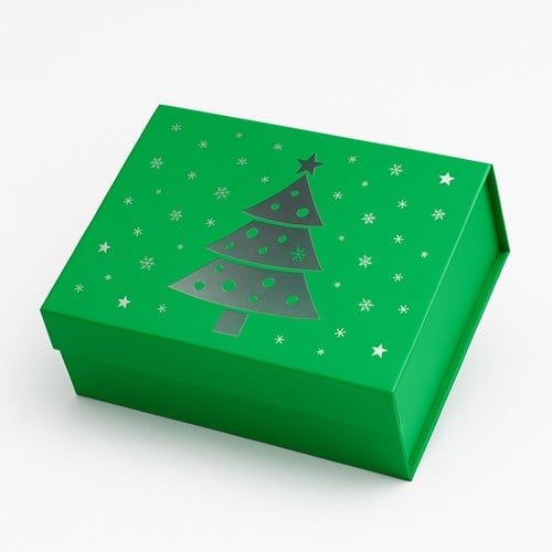 Pudełko magnetyczne świąteczne zielone A5 235x170x100 mm na prezent