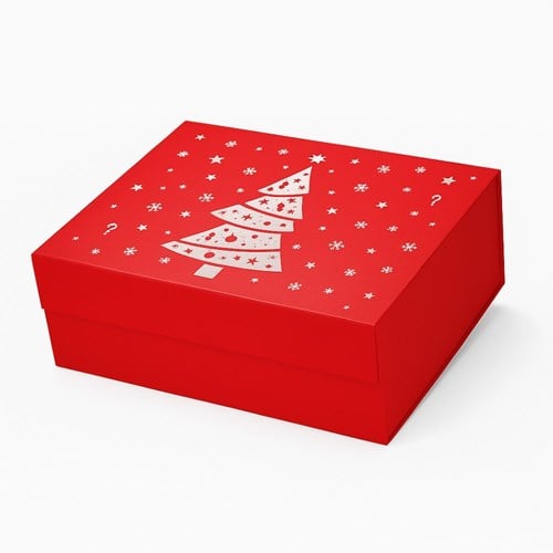 Pudełko magnetyczne czerwone świąteczne XXL 600x440x200 mm prezentowe