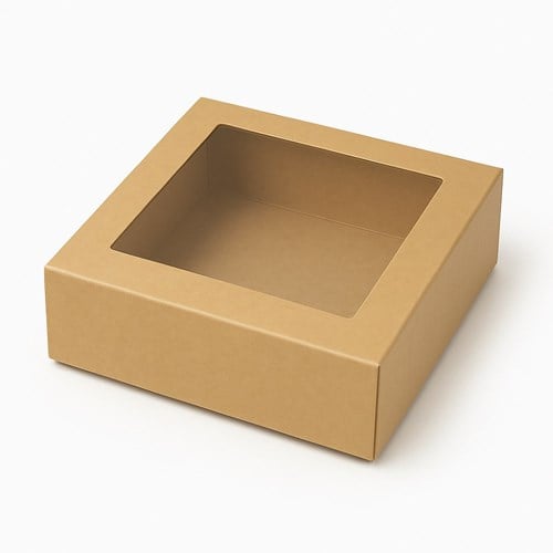 Pudełko magnetyczne kraft z okienkiem 250x250x90 mm prezentowe