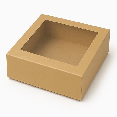 Pudełko prezentowe magnetyczne kraft z okienkiem 300x300x100 mm