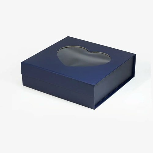 Pudełko Magnetyczne Granatowe Z Okienkiem Serduszko 235x235x80mm(zew)