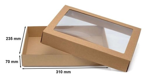 Pudełko wykrojnikowe karbowane z oknem 310x235x70 mm wieczkowe