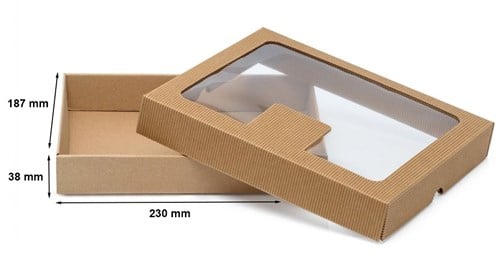 Pudełko karbowane z oknem 230x187x38mm wieczkowe