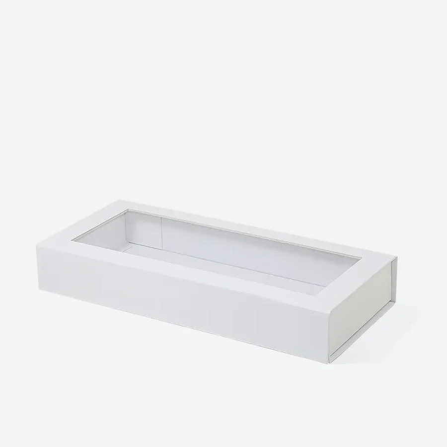 Pudełko magnetyczne prezentowe białe z okienkiem F2 345x150x55 mm