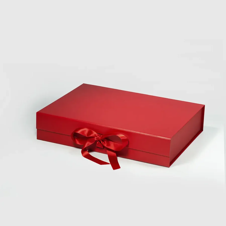 Pudełko Magnetyczne 330x255x70mm(zew) Czerwone Ze Wstążką Na Prezent