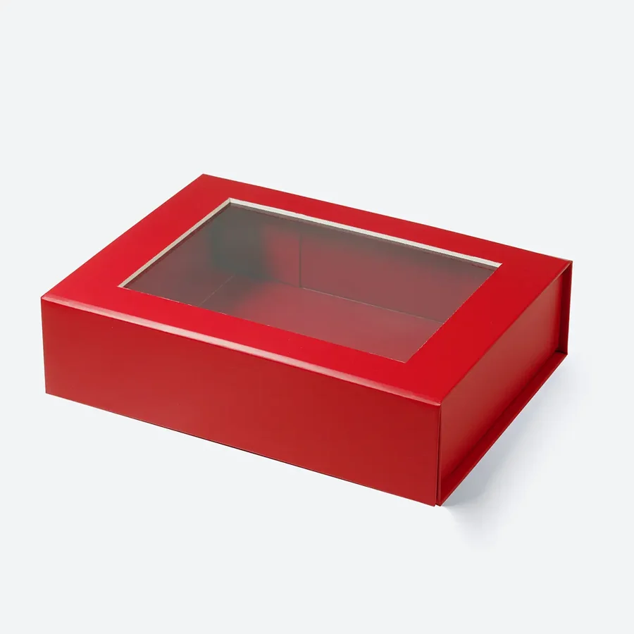 Pudełko Magnetyczne Czerwone z Oknem 200x150x55mm (zew) B6 Ozdobne