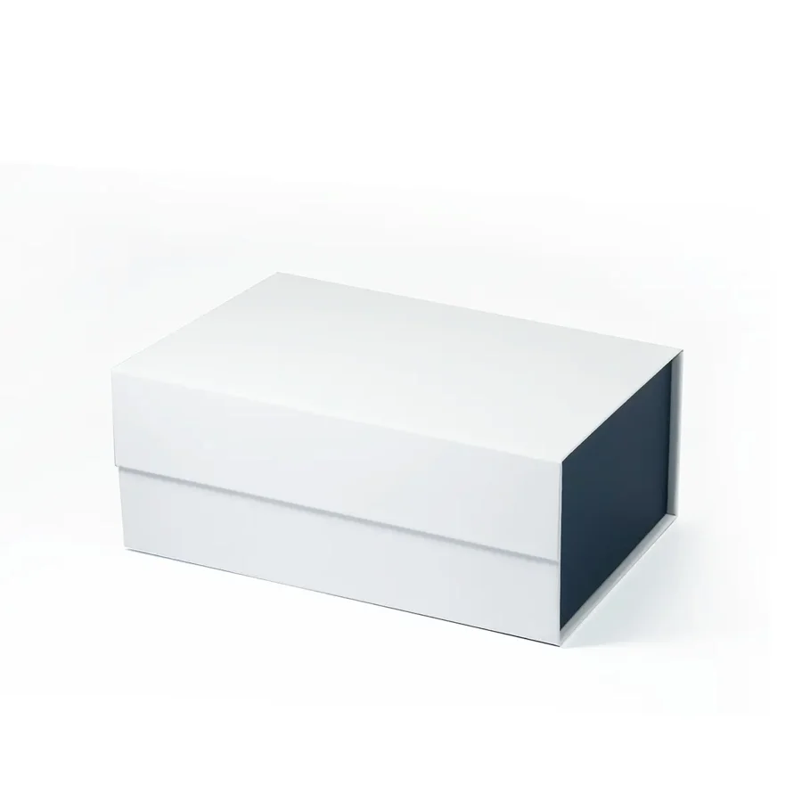 Pudełko magnetyczne 235x170x100 mm biało-granatowe A5 prezentowe