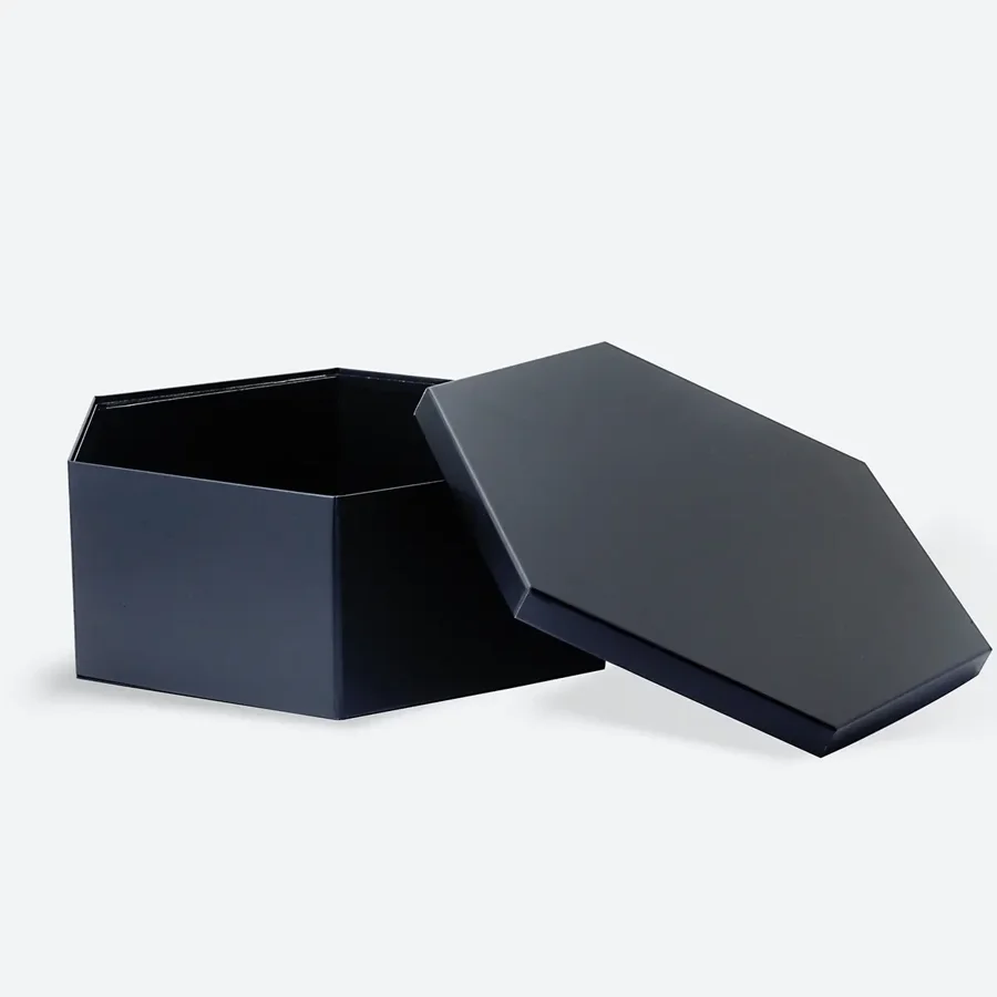 Pudełko Ozdobne Sześciokątne Czarne 355x310x125mm (zew)  Prezentowe