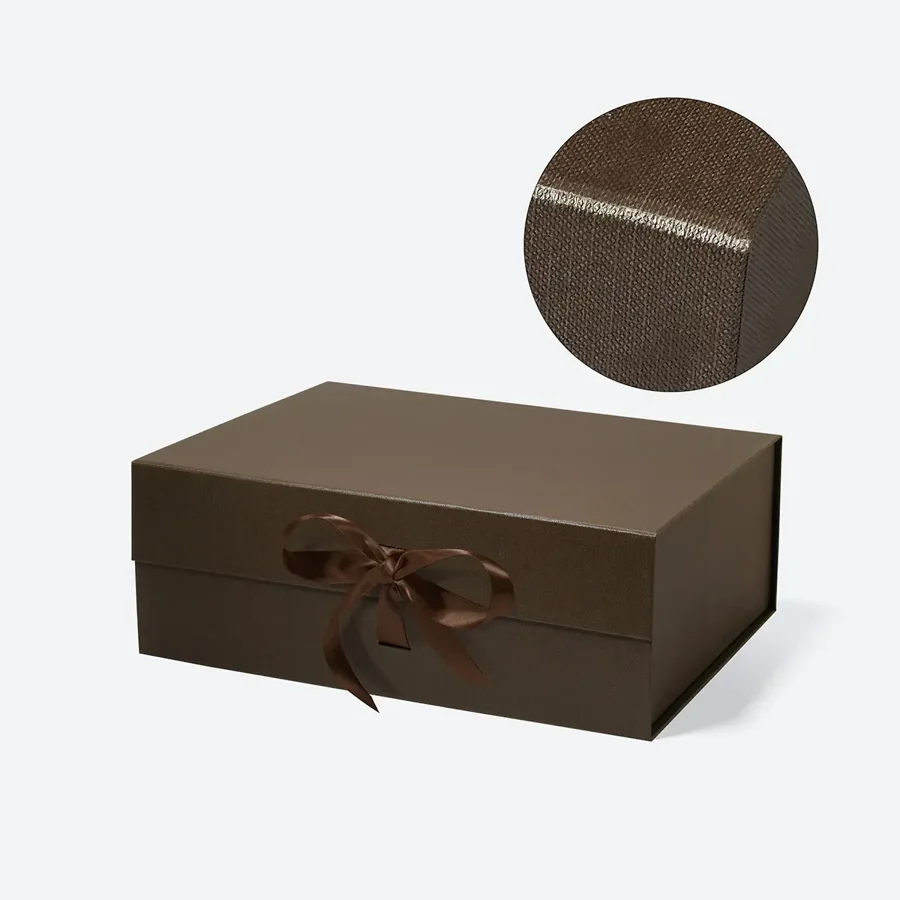 Pudełko Magnetyczne Brązowe z Wstążką 330x255x115mm(zew) Prezentowe