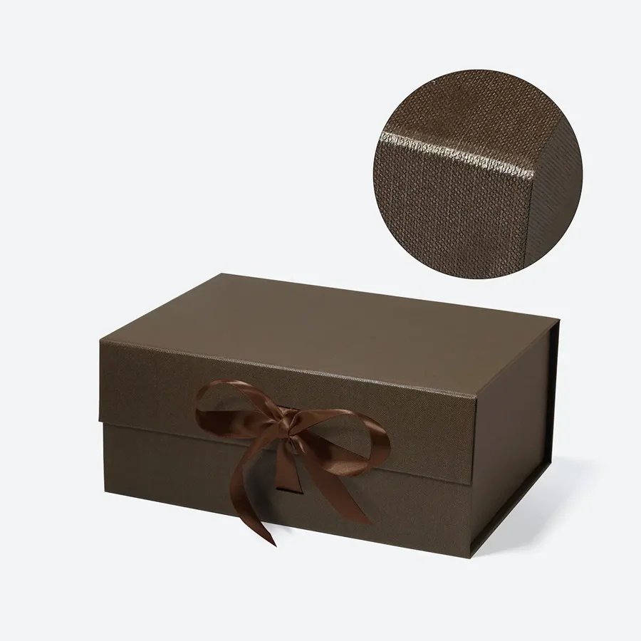 Pudełko Magnetyczne Brązowe z Wstążką 235x170x100mm(zew) Prezentowe