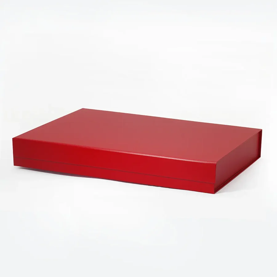 Płaskie czerwone pudełko magnetyczne XL 500x340x70 mm na prezent