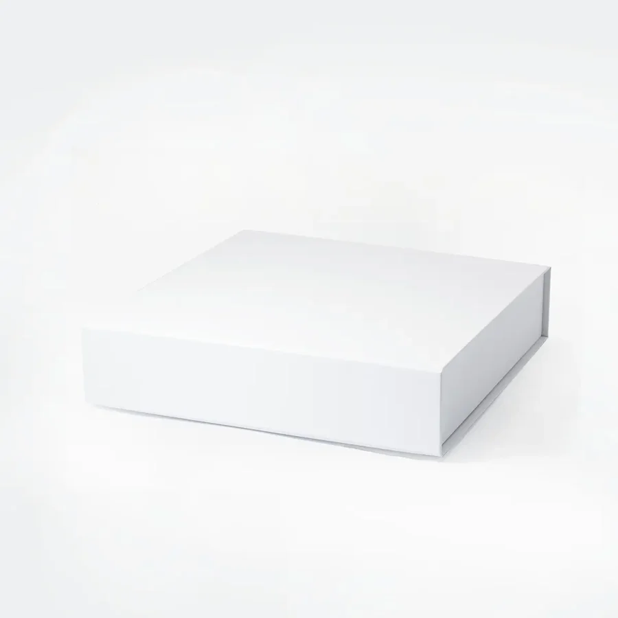 Białe ozdobne pudełko magnetyczne składane 280x280x64 mm