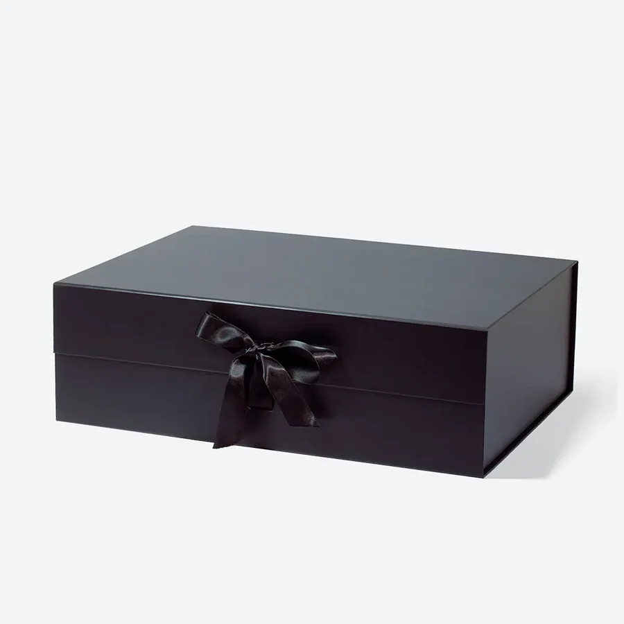 Pudełko Magnetyczne Czarne Z Wstążką A3 410x305x130mm(zew) Eleganckie