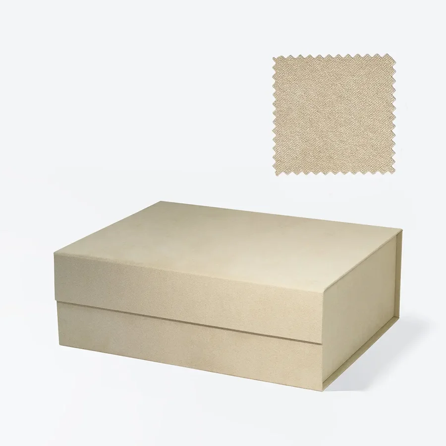 Pudełko Magnetyczne 330x255x115mm Beżowe Zamszowe A4 Karton Prezentowy