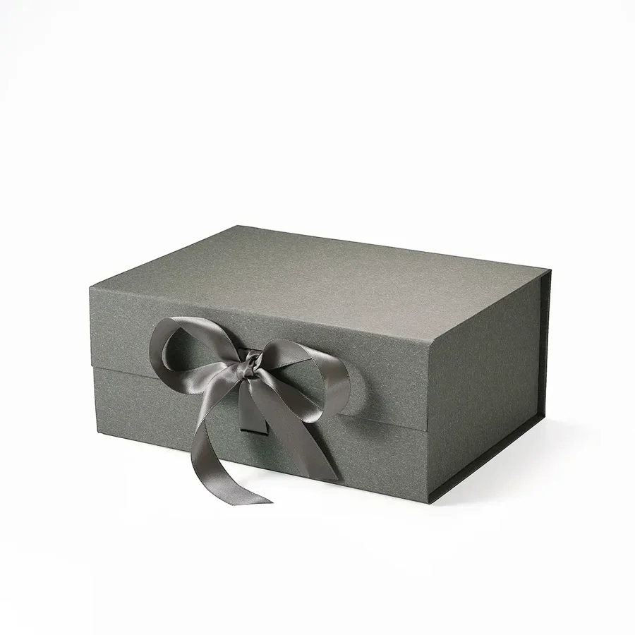 Pudełko Magnetyczne 235x170x100mm(zew)Szare Z Wstążka Na Prezent