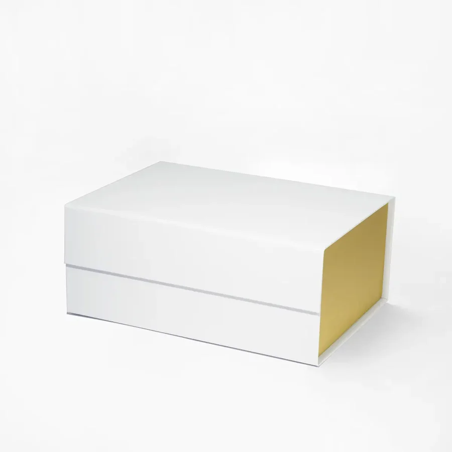 Pudełko Magnetyczne 235x170x60mm Białe Złote Interior A5 Ozdobne