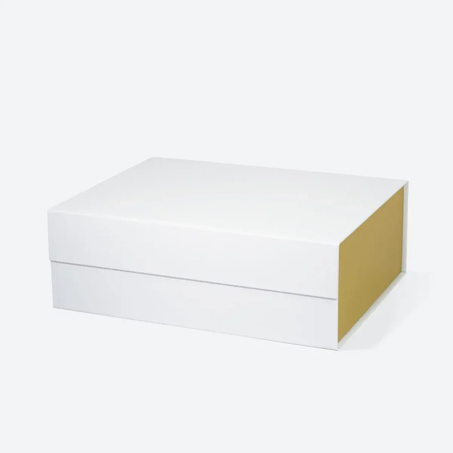 Pudełko Magnetyczne 330x255x115mm Biało-Złote A4 Karton Prezentowy