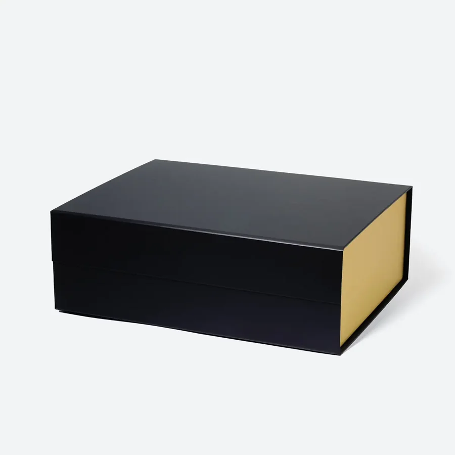 Pudełko Magnetyczne 330x255x115mm Czarno-Złote A4 Premium Na Prezent