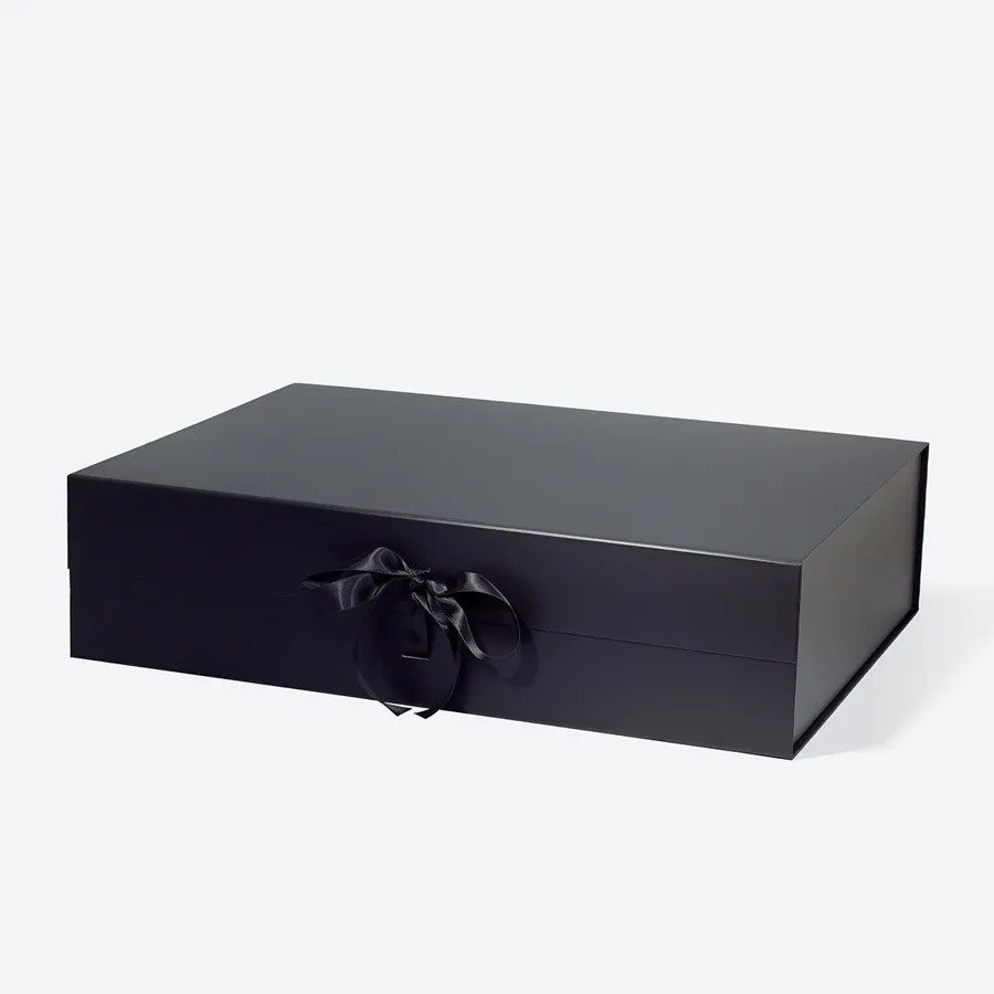 Pudełko Magnetyczne 600x440x150mm Czarne XXL ze Wstążką Ozdobne
