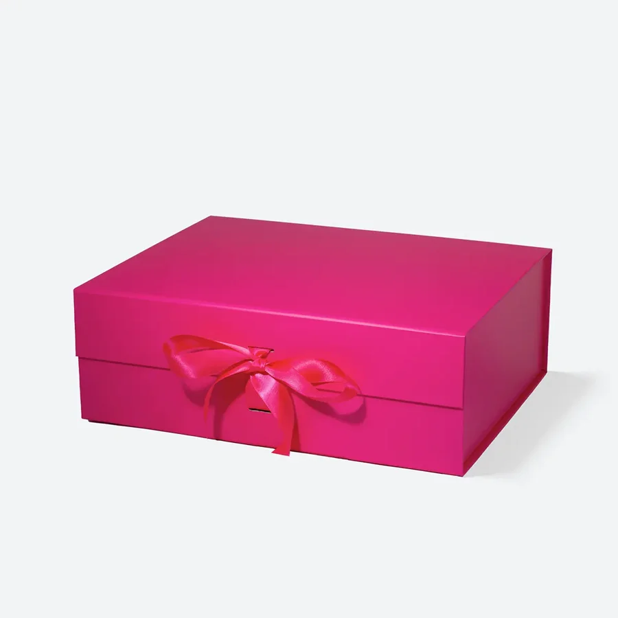 Pudełko Magnetyczne 330x255x115mm(zew) Magenta Ze Wstążką Ozdobne