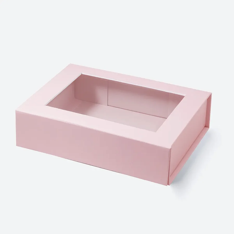 Pudełko Magnetyczne Różowe z okienkiem 200x150x55mm (zew) B6 Ozdobne