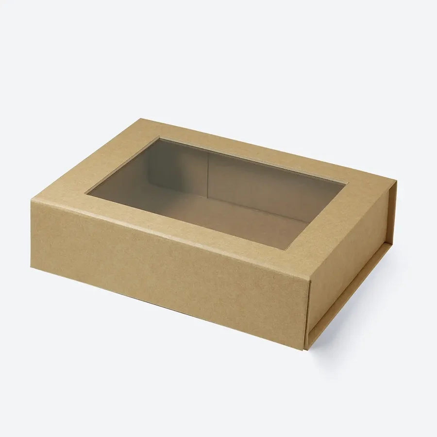Pudełko Magnetyczne Kraft z Okienkiem 200x150x55mm (zew) B6 Prezentowe