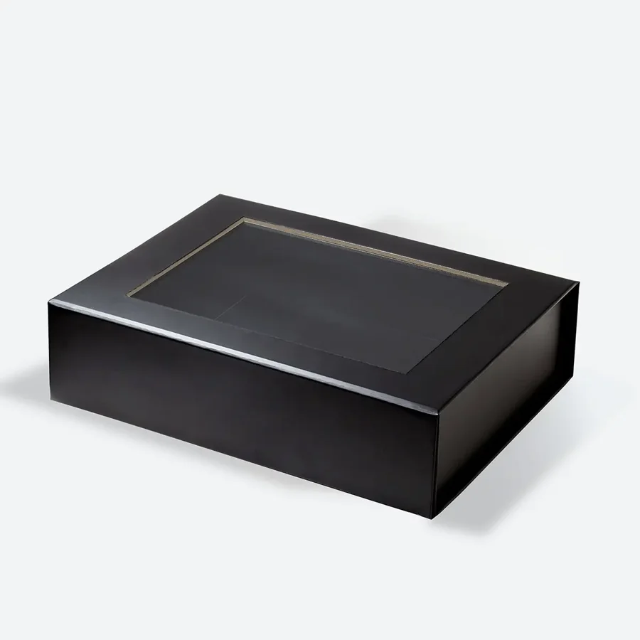 Pudełko Magnetyczne Czarne z okienkiem 200x150x55mm(zew) B6 Prezentowe
