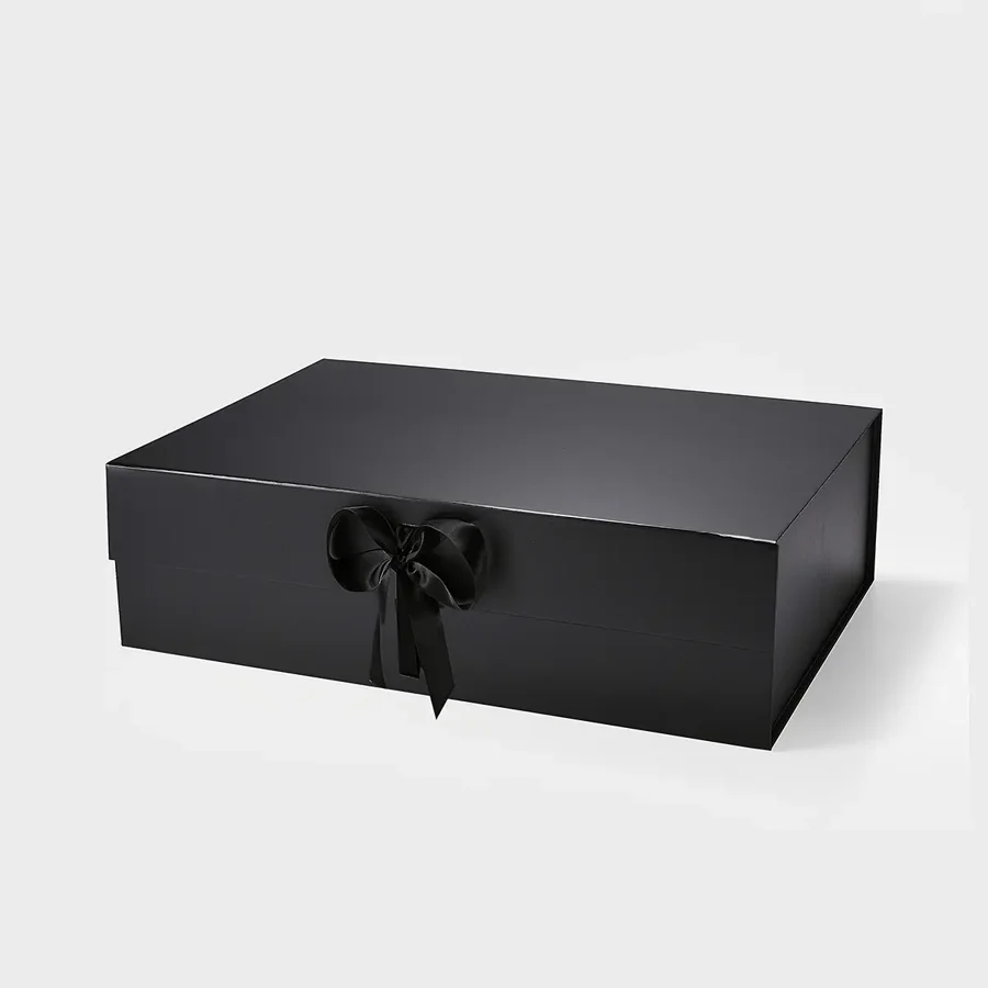 Pudełko Magnetyczne Czarne Z Wstążką 500x340x145mm(zew) XL Eleganckie