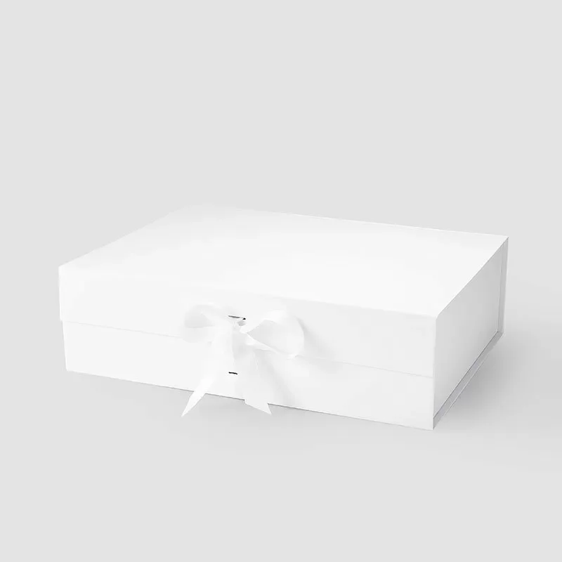 Pudełko Magnetyczne 380x280x110mm(zew) Białe L Ze Wstążką Prezentowe