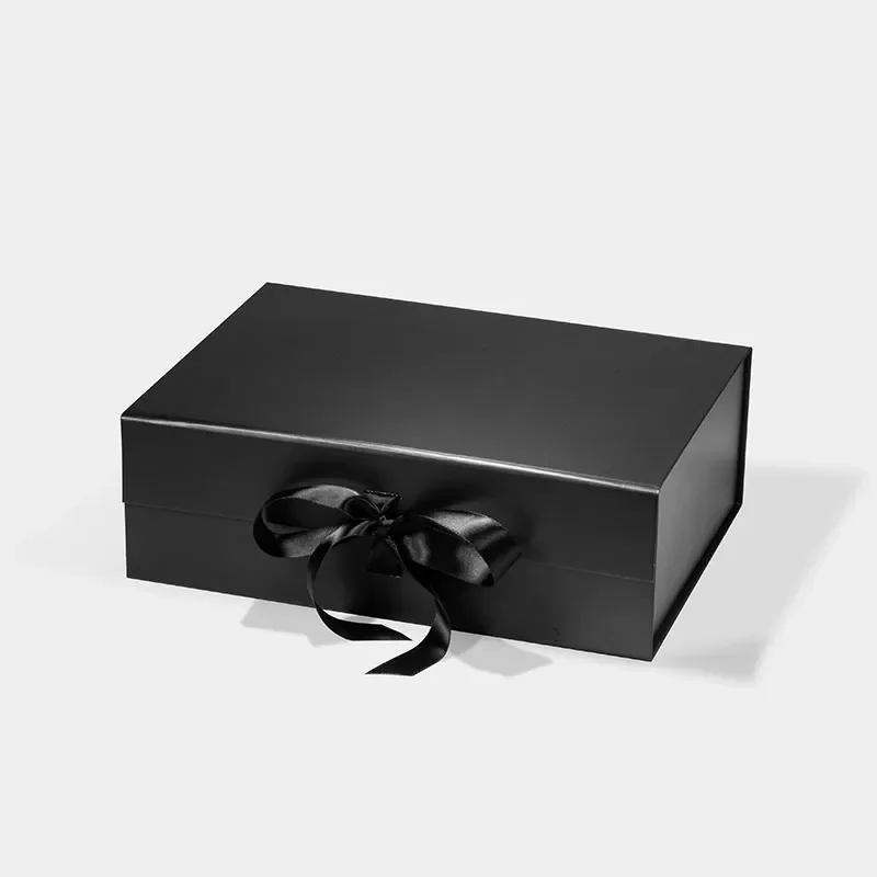 Pudełko prezentowe magnetyczne 280x210x95 mm czarne ze wstążką