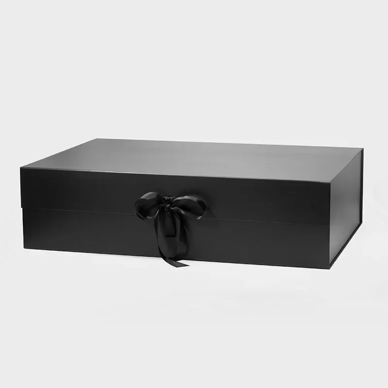 Pudełko Magnetyczne Prezentowe Czarne 700x500x202 mm XXXL Ze Wstążką