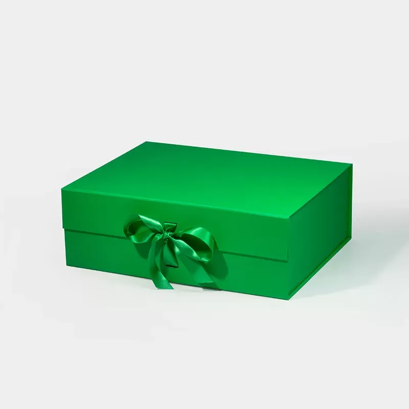 Pudełko Magnetyczne 330x255x115mm(zew) Zielone Ze Wstążką Prezentowe